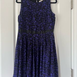 LOFT Purple A-Line Pleated Sleeveless Dress